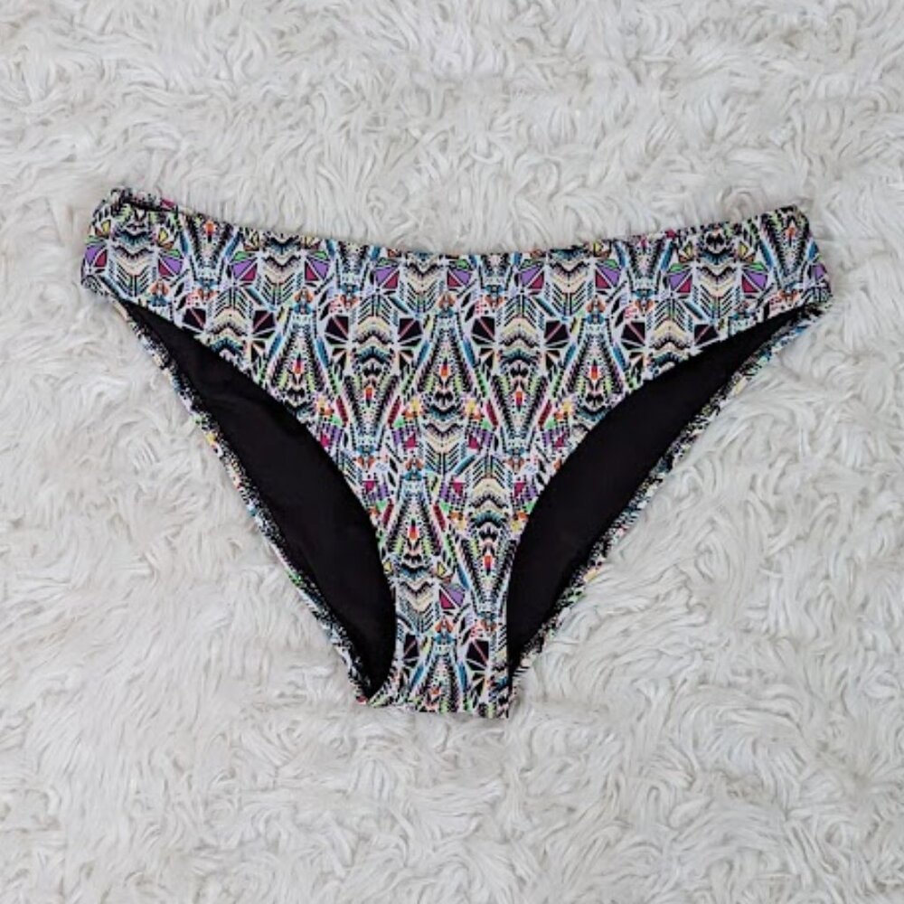Pour Moi Bikini Bottoms - Size 12UK - Neon Multi Print on White